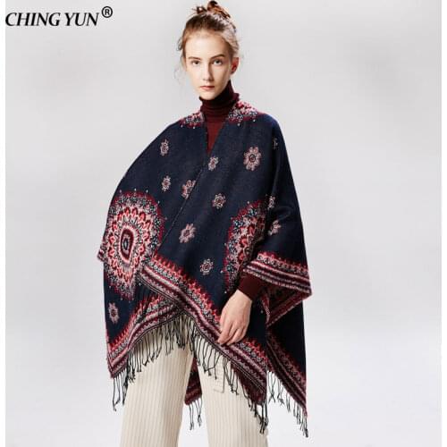 2018 New Winter Scarf Chic Woman Warm Lady Shawls Fashion Pure Cashmere Fringed Decorative Ponchos and Capes Designer Scarfs