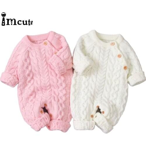 Imcute Newborn baby boy rompers Toddler Jumpsuit Girls Candy Color Knitted Baby Clothes Infant Children Boy Outfit Spring