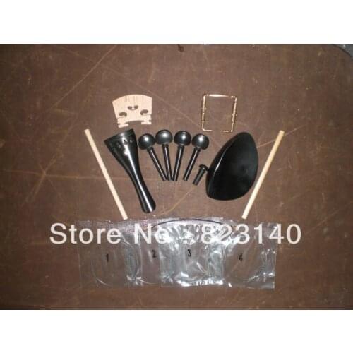 1 Set High Grade EBONY Violin fitting with Tail gut, Gold chin rest screw, Violin bridge and Violin string