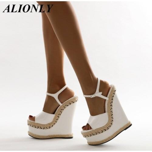ALIONLY Wedge Sandals Female Platform High Heel Sandals for Women 2021 Summer Fashion Ankle Strap Open Toe Zapatos De Mujer