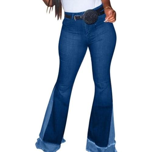 2021 Retro Straight Stitching Skinny Flared Jeans Womens Jeans Mid-waist Street Casual Pants Fashion Loose Summer Jeans Women