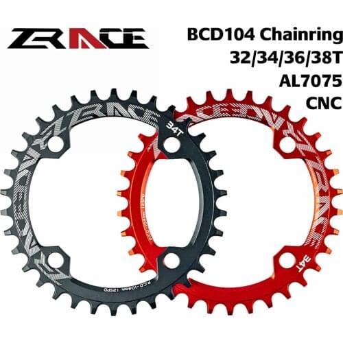 ZRACE Bike Chainwheel Narrow Wide Chainring 104BCD 34T 36T 38T AL7075 CNC for 9 10 11 12 Speed MTB Cycling Parts