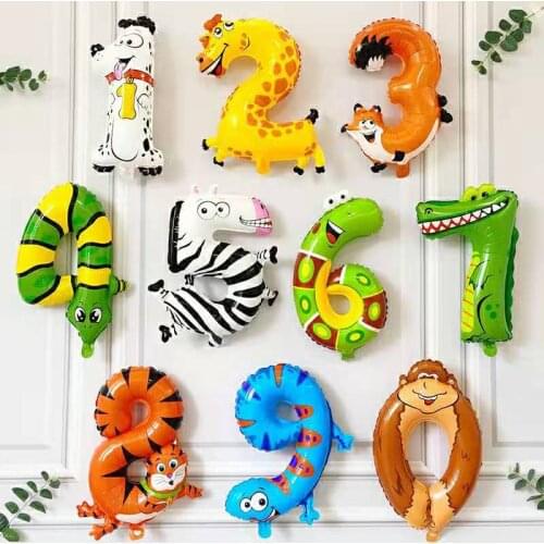 1 16 Inch Animal Theme Balloon Jungle Safari Party Number Balloon Decoration Children Animal Birthday Party Party Decoration