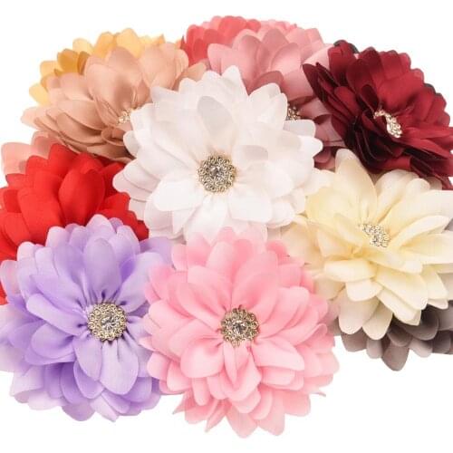 160PCS Fashion Baby Girls Hair Accessories Boutique Flower With Rhinestone Center For Making Hair Bows Sets DIY Embellishments