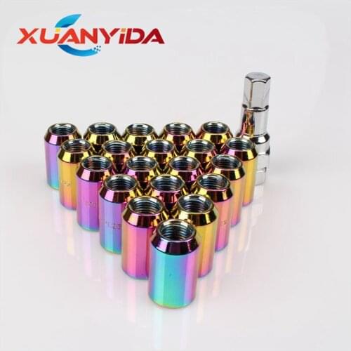 Universal M12x1.25 M12x1.5 Racing Wheel Lug Nuts 20Pcs Racing Car Steel Wheel Extended Nuts Stainless Steel Car Wheel Rims Lug