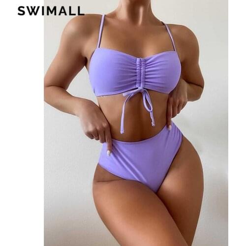 2021 Sexy Knot Bikini Swimsuit Female High Waist Swimwear Women Two-piece Bikini Set Thong Bathing Suit Summer Bather Biquini