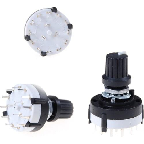 3P4T Single Deck Rotary Switch Band Selector 3 Pole 4 Position With Knob Black