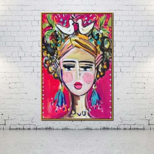Artcozy Oil Canvas Painting mexican woman abstract portrait For Home Decoration Wall Art