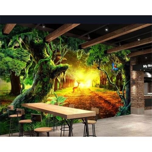 Beibehang sunlight Boulevard living room forest deer photo wall painting wallpaper papel de parede wall papers home decor