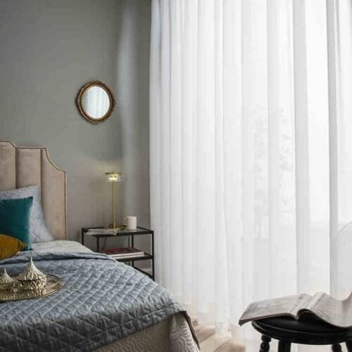 White Tulle Curtains Window For Living room Modern Chiffon Sheer Curtain For Bedrrom Solid Voile Drapes Blinds Decoration