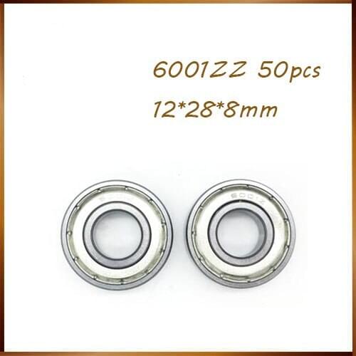 Free shipping 50pcs 2018 Hot 6001ZZ Double Shielded Deep Groove Ball Bearings 12mm x 28mm x 8mm