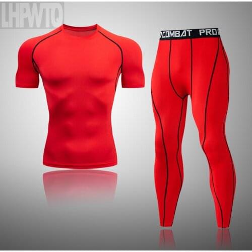 Quick Dry Mens Tight Sets Compression Suits Basketball Tights Brand Fitness Jogging Sportswear Gym T Shirt