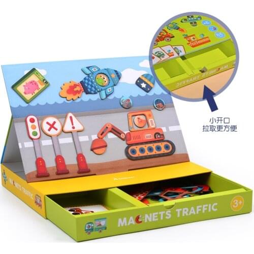 Wooden Kids Educational Toys Magnet Dressing Magnetic Puzzles Game Set Fun Reusable Stickers for Children Christmas Gift