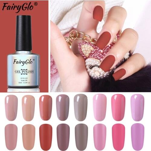 FairyGlo 10ML Matt Top Coat Nude Purple Series Gel Nail Polish Soak Off Gel Varnish Semi Permanent Nail Polish Nail Art Lacquer