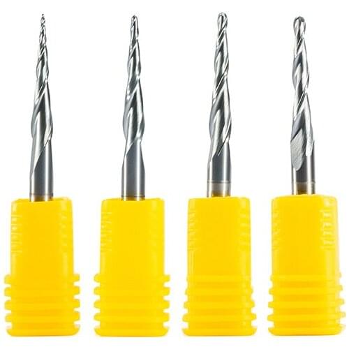 10pc HRC55 R0.25-R1xD4x20x50mm Tungsten carbide Tapered Ball Nose end mill CNC 3D engraving router bit milling cutter wood metal