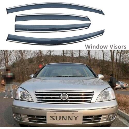For Nissan Sunny 2004-2009 Car Styling Awnings Shelters Window Visors rain eyebrow Protector Exterior decoration 4PCS 2006 2008