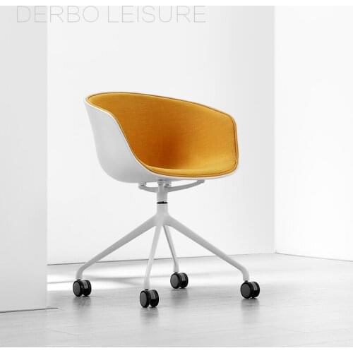 Fashion Modern Classic Design Popular Plastic Metal Swivel Office Computer Upholstered soft cover Seat Study Chair with Wheel