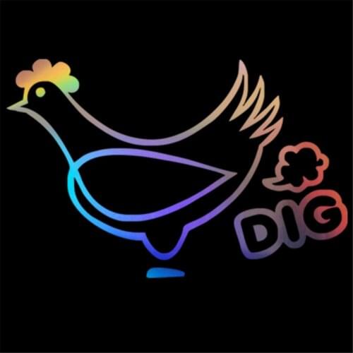 CHICKEN DIG JDM Wall Glass Window Home Car Sticker Laptop Auto Truck White animal Vinyl Decal Sticker Decor Gift