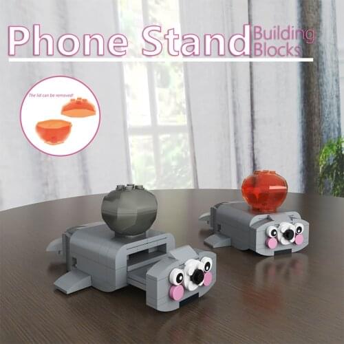 MOC Seal Mobile Phone Stand Animal Building Blocks Decorative Ornaments Creativity Expert Assembled Toy Model Childs Toy Gifts