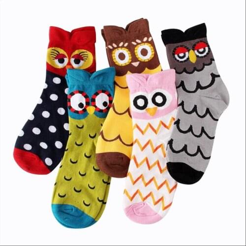New Fashion Cartoon Socks For Women Cotton Socks Breathable Sweat-free Girl and Womens Cute Socks Owl Design Female Socks