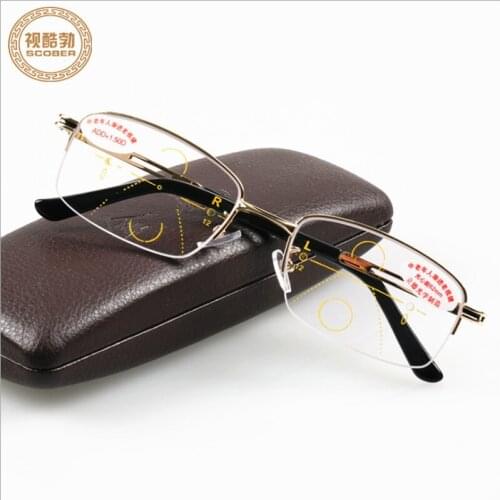 2019 Progressive multifocal reading glasses men smart zoom titanium reading glasses women far near sight anti-blue Walking and Driving presbyopic glasses