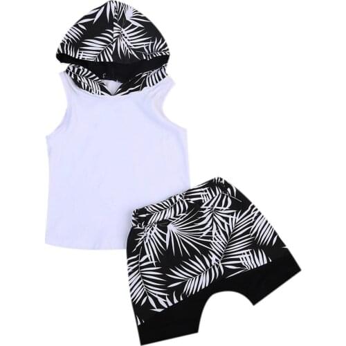 Newborn Toddler Kid Baby Boy Clothes Hooded T-shirt Tops+ Shorts 2PCS Outfit Set Size 2-6T