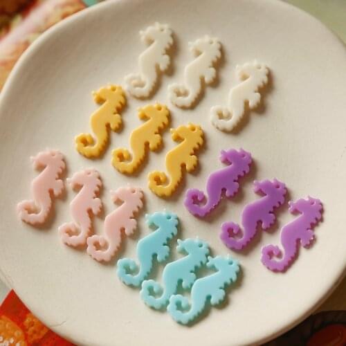 6pcs Fun Dwarf Seahorse Style Resin Acrylic Pendant Japanese DIY Handmade Earrings Accessories Homemade Ornament Material