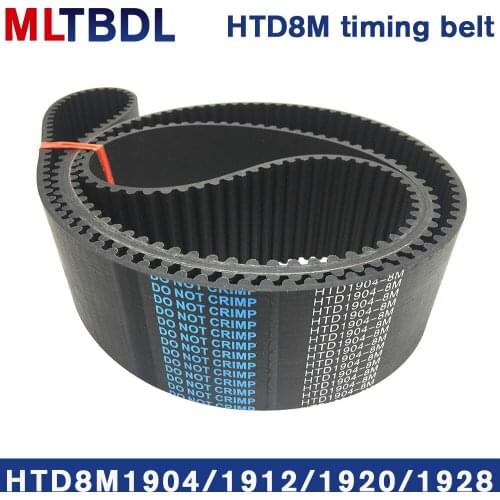 Rubber synchronous belt HTD8M 1904 1912 1920 1928 pitch=8mm arc tooth industrial transmission toothed belt width15/20/30/40