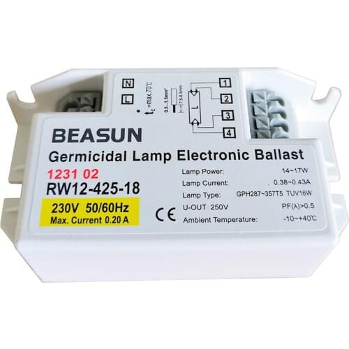 RW12-425-18 RW12-425-18A BEASUN 120V 230V 14-17W Germicidal UV Lamp Electronic Ballasts for Lamp GPH287-357T5 TUV16W