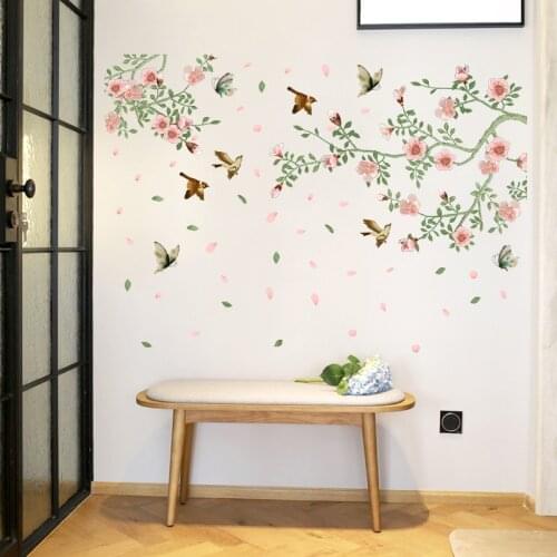 Flower Bird Living Room Bedroom Bathroom Glass Door Decor Mural Self-adhesive Removable Eco-friendly Wall Stickers Decals dc28