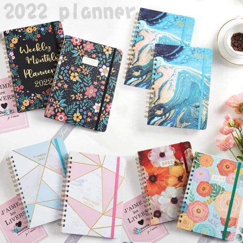 Spiral 2022 Agenda Planner English Version A5 Diary Notebook Hardcover School Daily Weekly Schedules Stationery