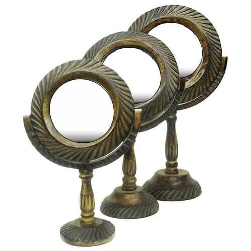 Antique Mirror Wooden Stand Set of 3 Decorative Large Medium Small Size Handmade Vintage Gift Quality Durable Material