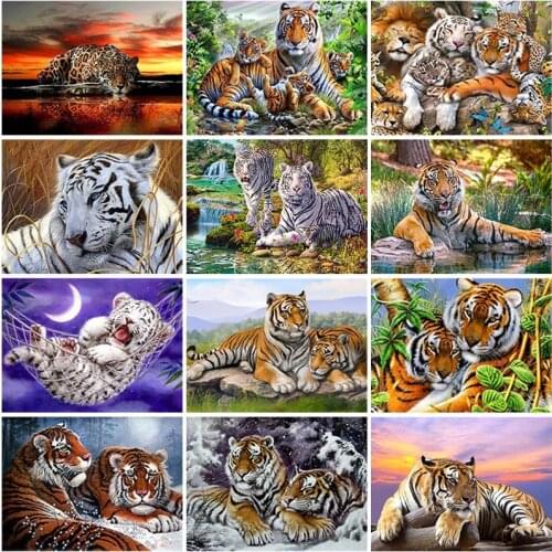 Tiger DIY 5D Diamond Painting Full Square/Round Drill Animal Diamond Embroidery Cross Stitch Rhinestones Mosaic Handmade Gift