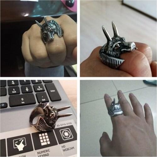 Party Titanium Steel Personal Wolf Head Self Defense Ring Spike Unisex Punk Anti-wolf Finger Ring Vintage Wolf Rings Gift Safety