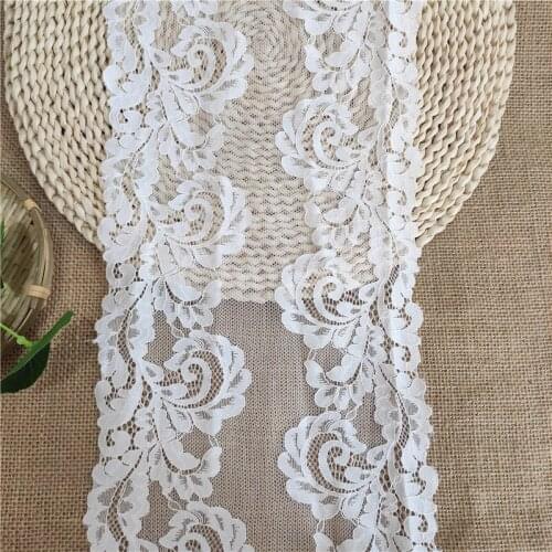 High quality stretch lace 19cm wide white lace decorative embroidery Nigerian African lace fabric sewing material E2909