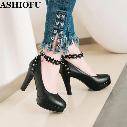 ASHIOFU New 2020 Handmade Womens High Heel Pumps Mary-Janes Flowers Party Dress Shoes Platform Sexy Evening Club Fashion Shoes
