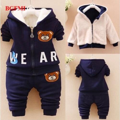 Winter Boys Girls Thick Warm Fleece Clothes Set Suit Star Letter Hooded Jacket Pants Toddler Kid Harajuku Outfit Child Tracksuit