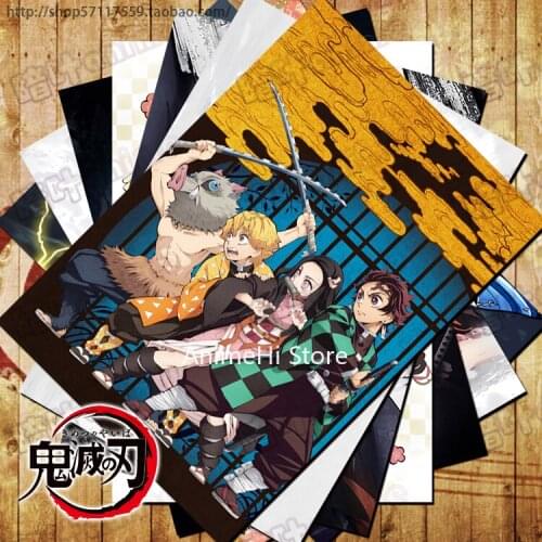 10 pcs/set Anime Kimetsu no Yaiba posters Agatsuma Zenitsu Kamado Tanjiro Nezuko wall pictures for Colletion A3 42x29CM Stickers
