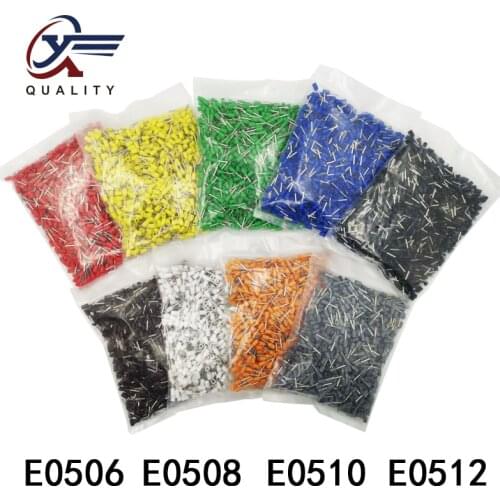 1000pcs/Pack E0508 Insulated Cord End Terminal Crimp Terminal Wire Connector Crimp Ferrules Crimping Terminals Tubular AWG #22