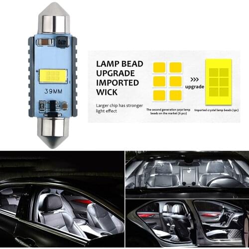 10x CSP Chip Aluminum Car Festoon C5W C10W Led Canbus No Error Lights 31-36-39-41MM Licence Plate Lamp 12-24V Bright 6000k Diode