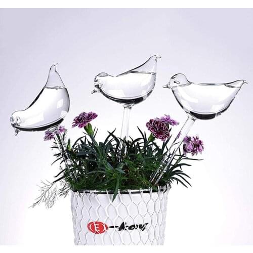 3 Pack Plant Self Watering Globe Plants Water Bulbs Bird Shape Clear Glass Watering Device
