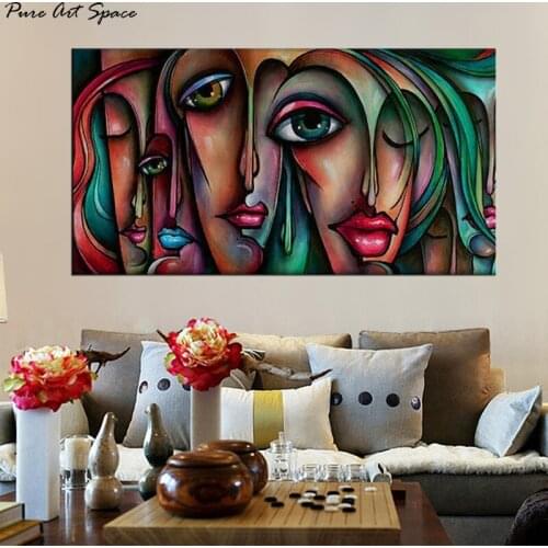 4 Designs Sexy Girl Big Eyes Abstract Face Paintings For Living Room Wall Handpainted Oil Painting on Canvas Abstract Modern Art