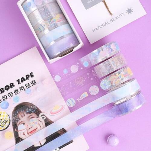 5Rolls/set Personality Transparent PET Masking Tape Sticker DIY Hand Account Gift Packaging Materials