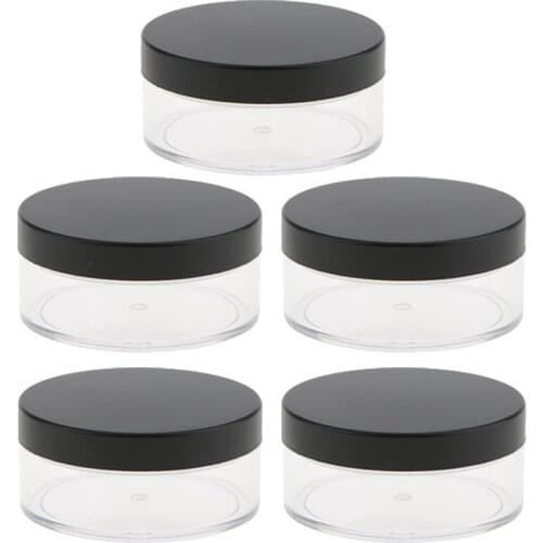 5Pcs Portable Empty Refillable Loose Powder Face Makeup Blusher Case Jar Pot Box Cosmetic Container with Sifter 50g