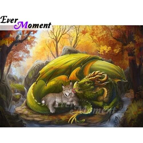 Ever Moment Diamond Painting Dragon Cat Forest Picture Of Rhinestone Diamond Embroidery 5D DIY Full Square Beadwork ASF1839