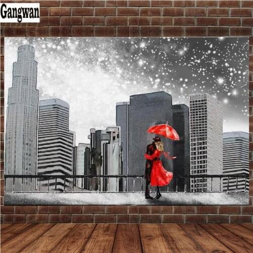 Love Couple Kissing Diamond painting character 5D DIY diamond embroidery New York Street landscape cross stitch home decoration