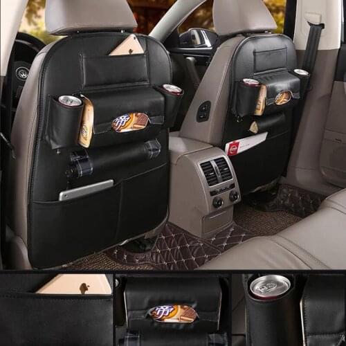 JEAZEA Car Seat Back Storage Hanging Bag Organizer Travel Box Pocket PU Leather Stowing Tidying Protector Kids Drink Auto Acc