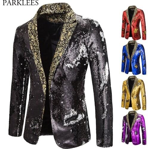 Shiny Sequin Black Men Blazers Luxury Men Blazer Red and Black Mens Blazer Jacket Mens Stage Jackets Night Club Dance Coat Male
