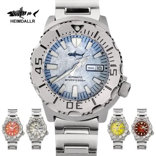 Heimdallr Watch Diver 200m Red Dial Automatic Watches For Men Japan NH36A Movement C3 Super Luminous Mens Mechanical Watches Hot