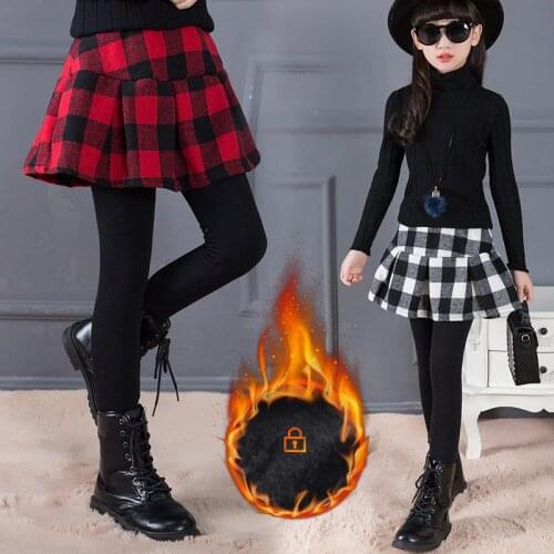 Kids Winter Skirt Leggings For Girls Cotton Plaid Pants For Girls Trousers Thicken Warm Girls Leggings Children Clothing